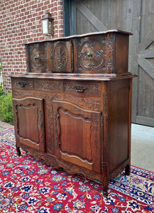 Antique French Buffet Sideboard Server Cupboard Panetiere Highly Carved Oak 19C