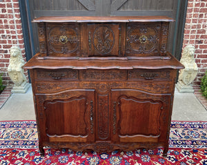 Antique French Buffet Sideboard Server Cupboard Panetiere Highly Carved Oak 19C