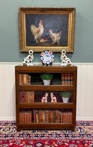 Antique English Barristers Lawyers Bookcase Bookshelf Cabinet Oak c. 1940s
