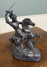 Load image into Gallery viewer, Antique French Pair of Patinated Spelter Sculptures Knights On Horseback