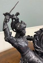Load image into Gallery viewer, Antique French Pair of Patinated Spelter Sculptures Knights On Horseback