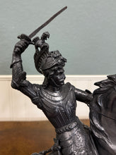 Load image into Gallery viewer, Antique French Pair of Patinated Spelter Sculptures Knights On Horseback