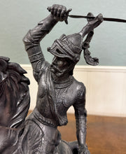 Load image into Gallery viewer, Antique French Pair of Patinated Spelter Sculptures Knights On Horseback