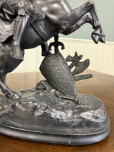 Load image into Gallery viewer, Antique French Pair of Patinated Spelter Sculptures Knights On Horseback