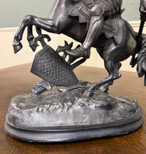 Load image into Gallery viewer, Antique French Pair of Patinated Spelter Sculptures Knights On Horseback