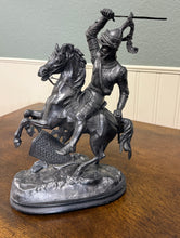 Load image into Gallery viewer, Antique French Pair of Patinated Spelter Sculptures Knights On Horseback