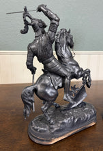 Load image into Gallery viewer, Antique French Pair of Patinated Spelter Sculptures Knights On Horseback