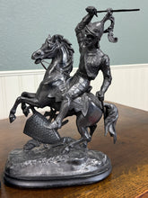 Load image into Gallery viewer, Antique French Pair of Patinated Spelter Sculptures Knights On Horseback