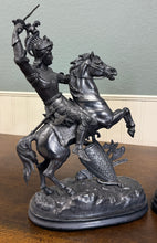 Load image into Gallery viewer, Antique French Pair of Patinated Spelter Sculptures Knights On Horseback