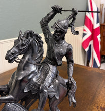 Load image into Gallery viewer, Antique French Pair of Patinated Spelter Sculptures Knights On Horseback