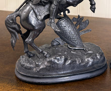 Load image into Gallery viewer, Antique French Pair of Patinated Spelter Sculptures Knights On Horseback