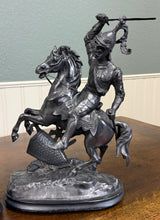 Load image into Gallery viewer, Antique French Pair of Patinated Spelter Sculptures Knights On Horseback