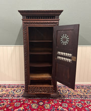 Load image into Gallery viewer, Antique French Breton Armoire Wardrobe Linen Cabinet Drawer Carved Chestnut 19th