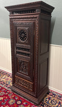Load image into Gallery viewer, Antique French Breton Armoire Wardrobe Linen Cabinet Drawer Carved Chestnut 19th