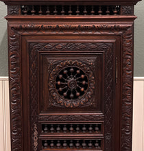 Load image into Gallery viewer, Antique French Breton Armoire Wardrobe Linen Cabinet Drawer Carved Chestnut 19th