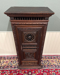 Antique French Breton Armoire Wardrobe Linen Cabinet Drawer Carved Chestnut 19th