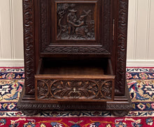 Load image into Gallery viewer, Antique French Breton Armoire Wardrobe Linen Cabinet Drawer Carved Chestnut 19th
