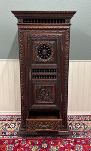 Antique French Breton Armoire Wardrobe Linen Cabinet Drawer Carved Chestnut 19th