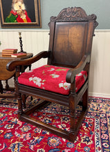 Load image into Gallery viewer, Antique Pair of English Carved Oak Wainscot Highbacked Armchairs c. 1900-1920
