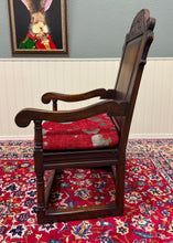 Load image into Gallery viewer, Antique Pair of English Carved Oak Wainscot Highbacked Armchairs c. 1900-1920