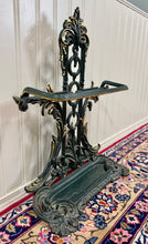 Load image into Gallery viewer, Antique English Gilt &amp; Painted Cast Iron Umbrella Stick Cane Stand