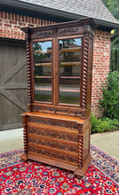 Load image into Gallery viewer, Antique French Bookcase &amp; Chest of Drawers Display Cabinet Barley Twist Oak 19C