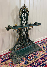 Load image into Gallery viewer, Antique English Gilt &amp; Painted Cast Iron Umbrella Stick Cane Stand