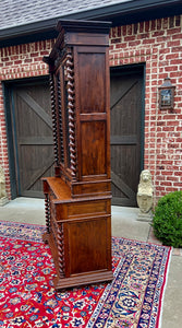 Antique French Bookcase & Chest of Drawers Display Cabinet Barley Twist Oak 19C