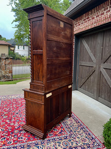 Antique French Bookcase & Chest of Drawers Display Cabinet Barley Twist Oak 19C