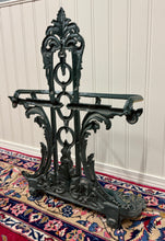 Load image into Gallery viewer, Antique English Gilt &amp; Painted Cast Iron Umbrella Stick Cane Stand