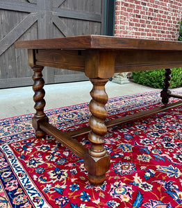 Antique French Dining Table Farmhouse Farm Barley Twist Oak 82.5" W c.1930s