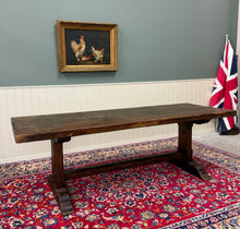 Load image into Gallery viewer, Antique French Country Farm Dining Table Farmhouse Trestle Base Oak early 19th c