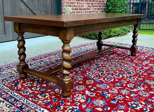 Antique French Dining Table Farmhouse Farm Barley Twist Oak 82.5" W c.1930s