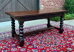 Antique French Dining Table Breakfast Table Barley Twist Dark Oak Drawers 1930s