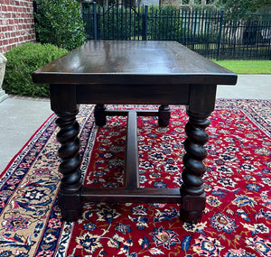 Antique French Dining Table Breakfast Table Barley Twist Dark Oak Drawers 1930s