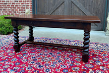 Load image into Gallery viewer, Antique French Dining Table Breakfast Table Barley Twist Dark Oak Drawers 1930s