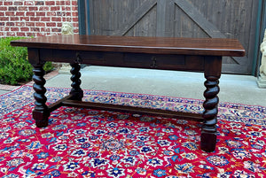 Antique French Dining Table Breakfast Table Barley Twist Dark Oak Drawers 1930s