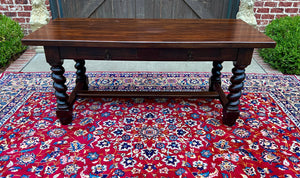 Antique French Dining Table Breakfast Table Barley Twist Dark Oak Drawers 1930s