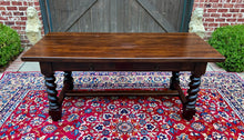 Load image into Gallery viewer, Antique French Dining Table Breakfast Table Barley Twist Dark Oak Drawers 1930s