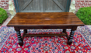 Antique French Dining Table Breakfast Table Barley Twist Dark Oak Drawers 1930s