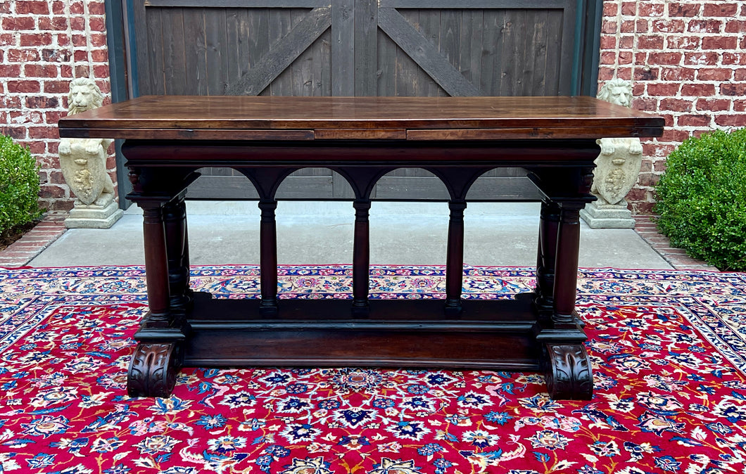 Antique French Dining Table Draw Leaf Altar Table Carved Oak SUPERB Mid-19th C