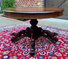 Load image into Gallery viewer, Antique French Round Game Card Dining Table Pedestal Oak HUNT Renaissance 19thC