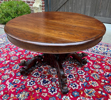 Load image into Gallery viewer, Antique French Round Game Card Dining Table Pedestal Oak HUNT Renaissance 19thC