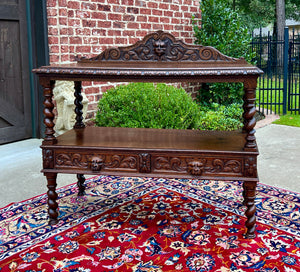 Antique French Sideboard Server Console Sofa Table Barley Twist Tiger Oak 19C