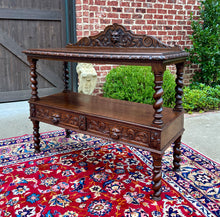 Load image into Gallery viewer, Antique French Sideboard Server Console Sofa Table Barley Twist Tiger Oak 19C