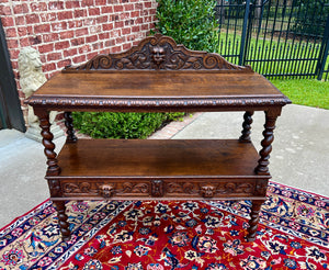 Antique French Sideboard Server Console Sofa Table Barley Twist Tiger Oak 19C