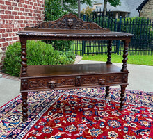 Load image into Gallery viewer, Antique French Sideboard Server Console Sofa Table Barley Twist Tiger Oak 19C