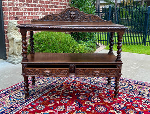 Antique French Sideboard Server Console Sofa Table Barley Twist Tiger Oak 19C