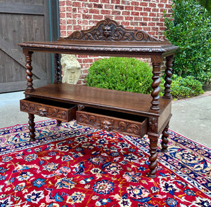 Antique French Sideboard Server Console Sofa Table Barley Twist Tiger Oak 19C