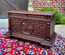 Load image into Gallery viewer, Antique English Trunk Chest Blanket Box Storage Coffer Oak Knight c. 1900-1920